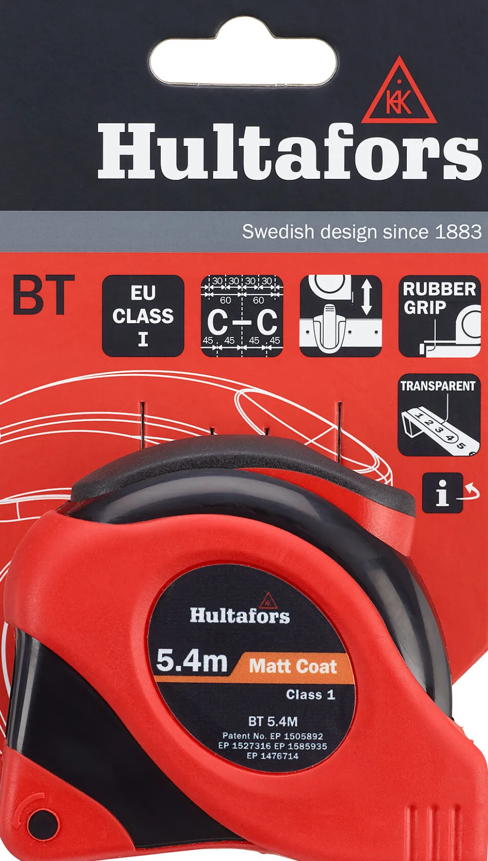 Målebånd stål 5,4 meter gul