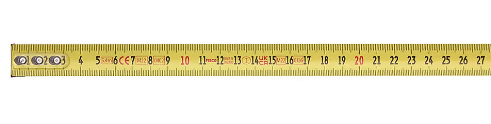 Målebånd stål 5,4 meter gul