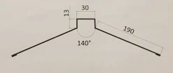 Mønebeslag 190x190x2000 mm sort