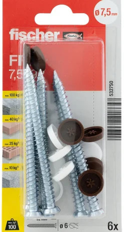 Montasjeskrue ffs mh 7,5X92 mm bk 6 stk pr bk nv fischer