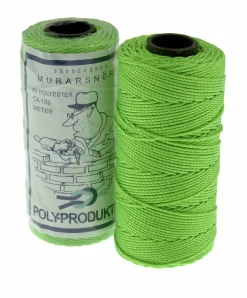 Murersnor neongrønn polyester 120m tvinnet polyester 1,5mm