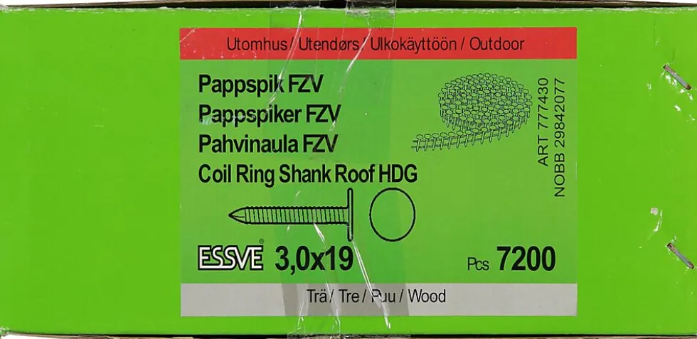 Pappspiker coil 15gr 3x19 fzv15 grader trådbåndet a-7200