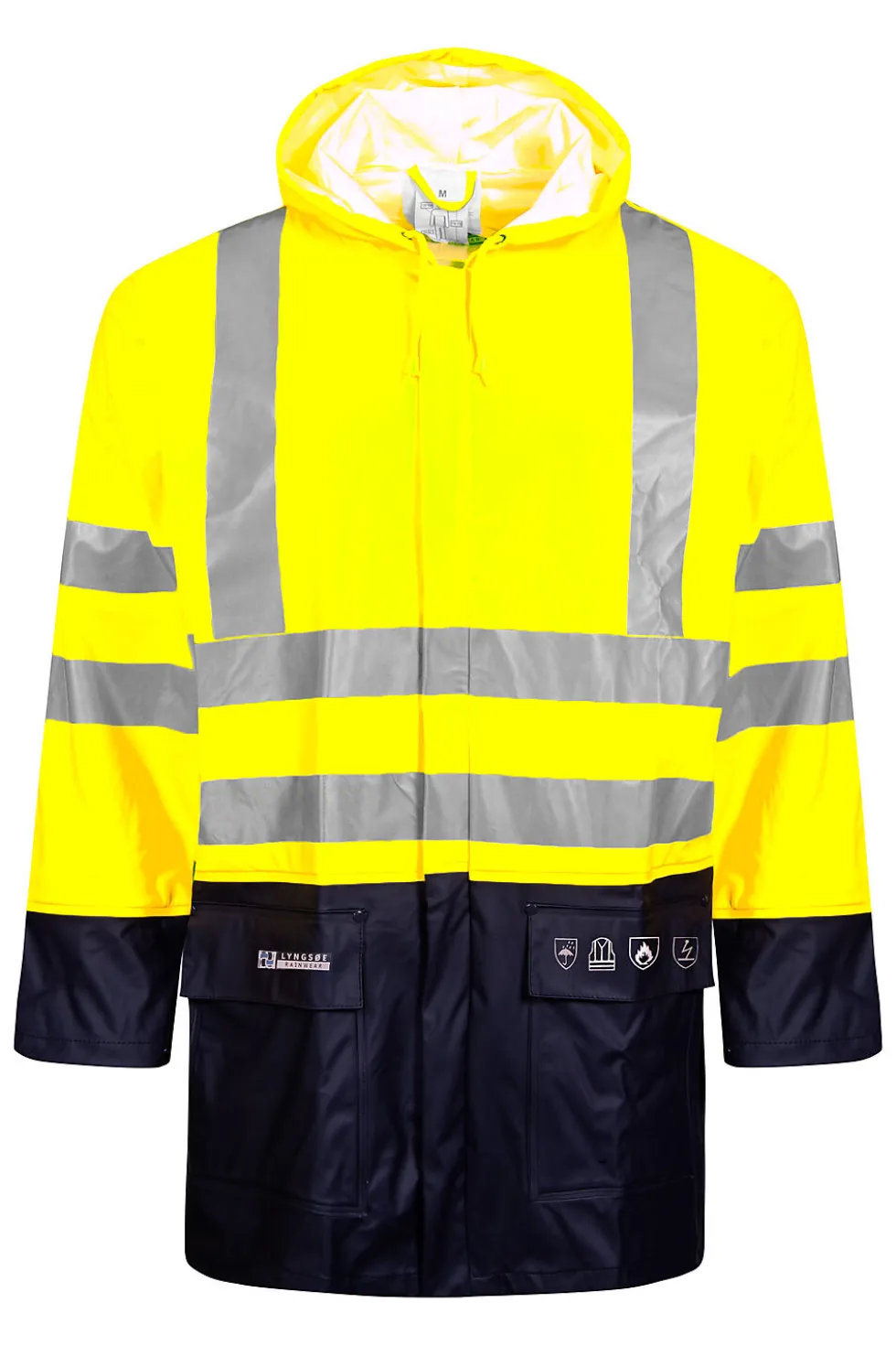 Regnjakke gul/navy str L