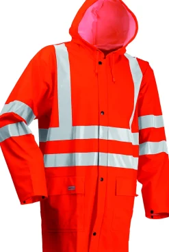 Regnjakke orange xl pol/pu/pvc 350g brandhæmmende vind og vandtæt