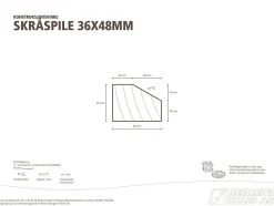 Rekkverkspile skrå impregnert furu 36x48 mm