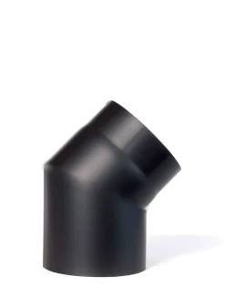 Røkrør kne ø150x45° kort sort2,0mm varmebestandig sort lakk