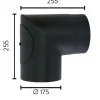 Røykrør ø175 90gr kne med luke mbe matt sort emalje 2,3mm