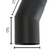 Røykrør ø150 22 gr kne u/luke 2,3mm matt sort emalje