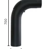 Røykrør ø130 90gr m/luke 700x450 bp sort metallic lakk 2mm