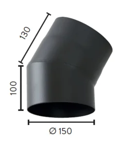 Røykrør ø150 30gr uten luke sort bp sort metallic lakk 2mm