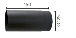 Røykrør ø125 l150 rett bp sort metallic lakk 2,0mm