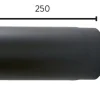 Røykrør ø130 l250 rett bp sort metallic lakk 2mm