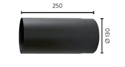 Røykrør ø130 l250 rett bp sort metallic lakk 2mm