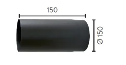 Røykrør rett sort Ø150 mm x 150 mm