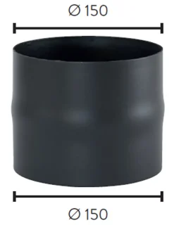 Røykrør ø150-ø150 skjøtestykke bp sort metallic silkematt lakk 2,0mm