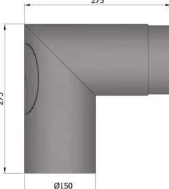 Røykrør vinkel ø150mm 90° sort m/luke