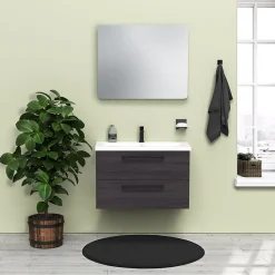 Servantskap 80 cm sort eik med servant