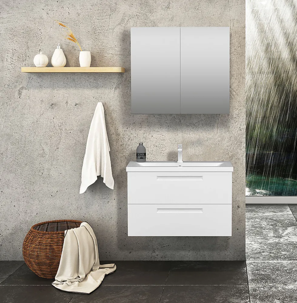 Servantskap Milano 80 cm hvit matt med servant