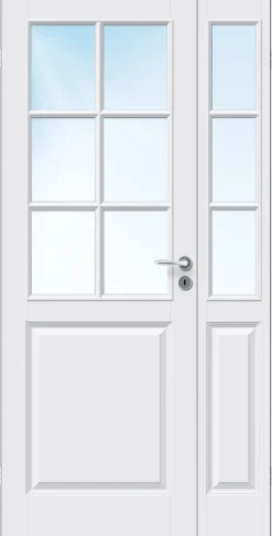 Sidefelt innerdør Kari halvglass hvit 40x210 cm