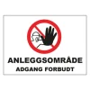 Skilt anleggsområde adg forb 60x40cm 1 mm pvc med refleks