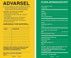 Skilt stillas 2 sidig grønn gul