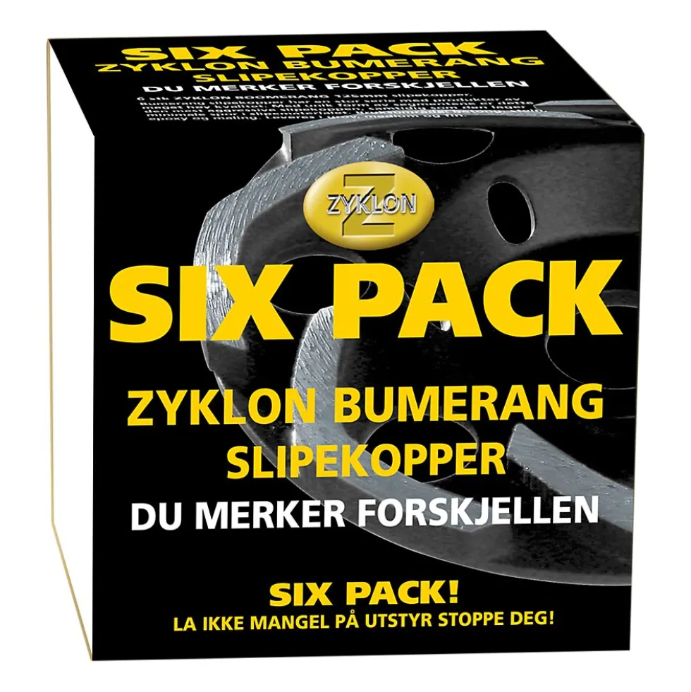 Slipekopper bumerang 6 stk pr pakke 125mm grov