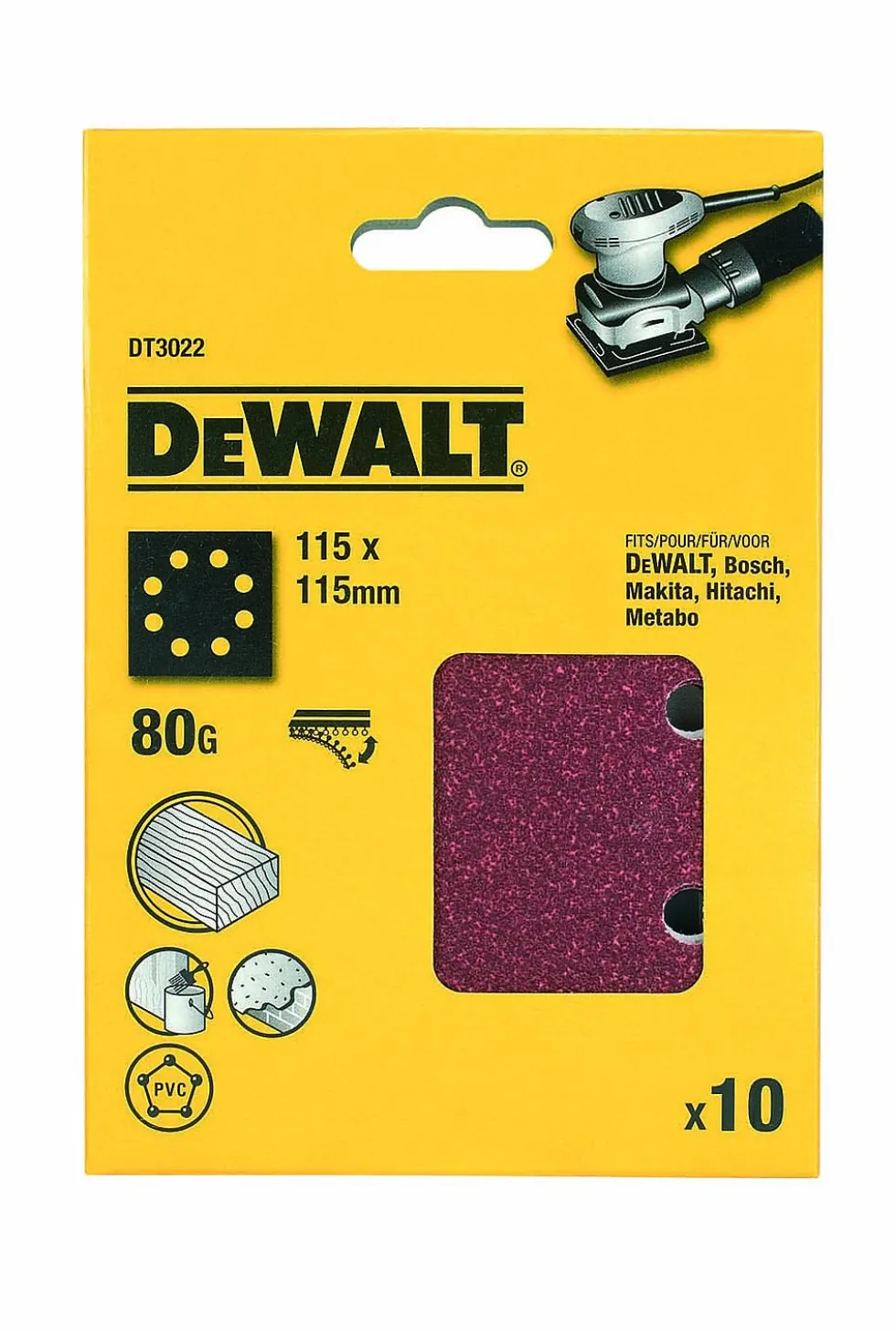 Slipepapir DT3022, 80k, 115x115 mm med borrelås