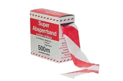 Sperrebånd super rød/hvit 75 mm x 500 m