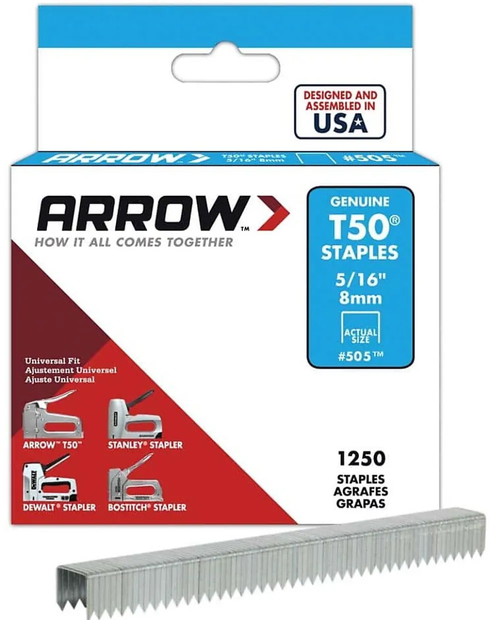 Stift t50 8mm 5/16" 1250stk arrow 505