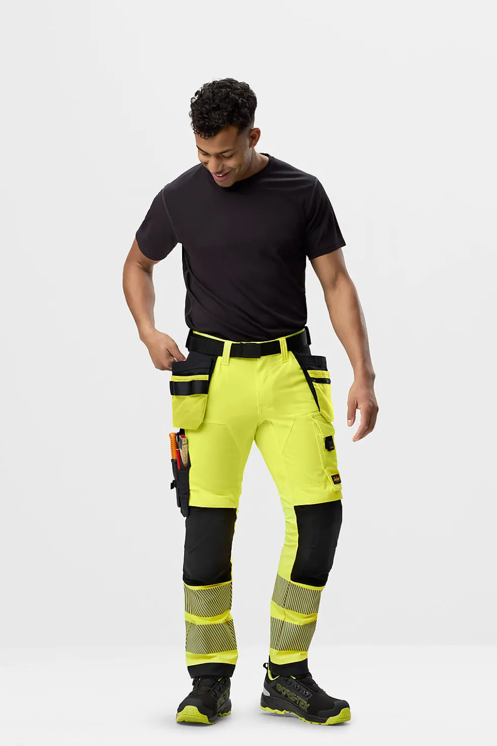 Synlighetsbukse gul/sort KL2 str 46