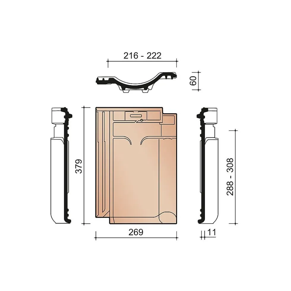 Takstein vhv vario sort gl 738 forbruk 14,6-16,1 stk/m2 koramic