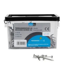 Terrasseskrue A2 Rustfri 4,2x55 mm a 200 stk torx 20