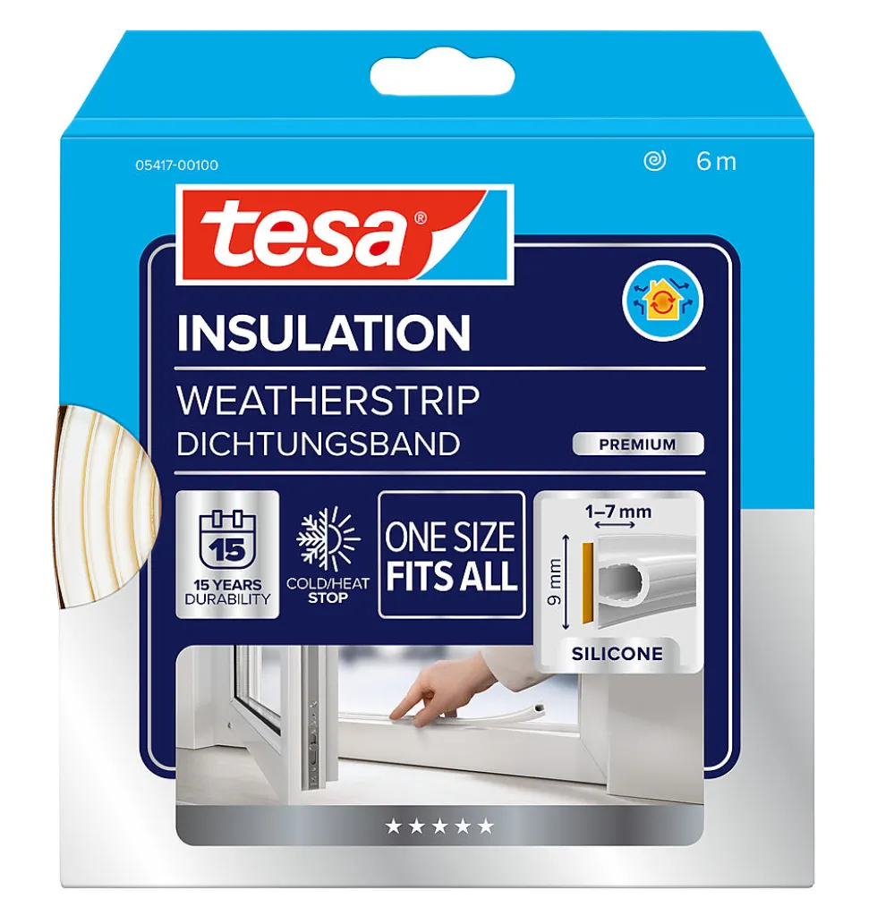Tetningslist silikon hvit 6 meter Tesa