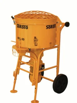 Tvangsblander med hjul 240 volt 80 liter gul