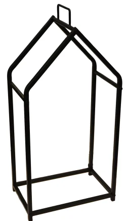 Vedstativ svart med håndtak 40,5x25x79 cm