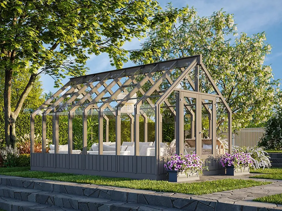 Veksthus Emilia 13,8 m2 gråmalt