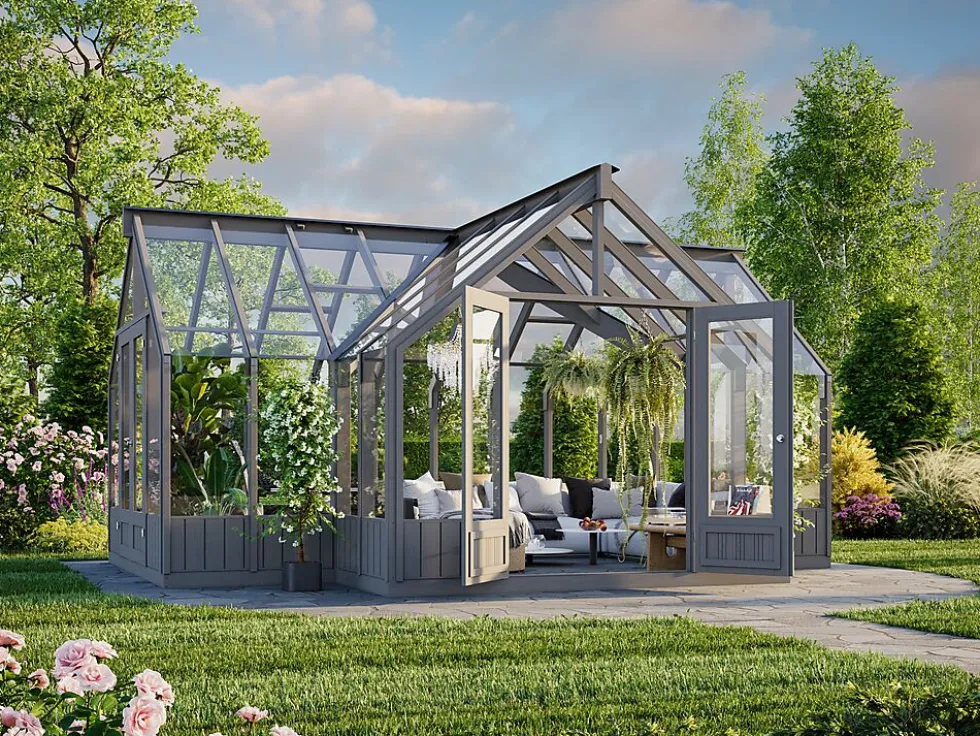 Veksthus Emilia 19,1 m² gråmalt